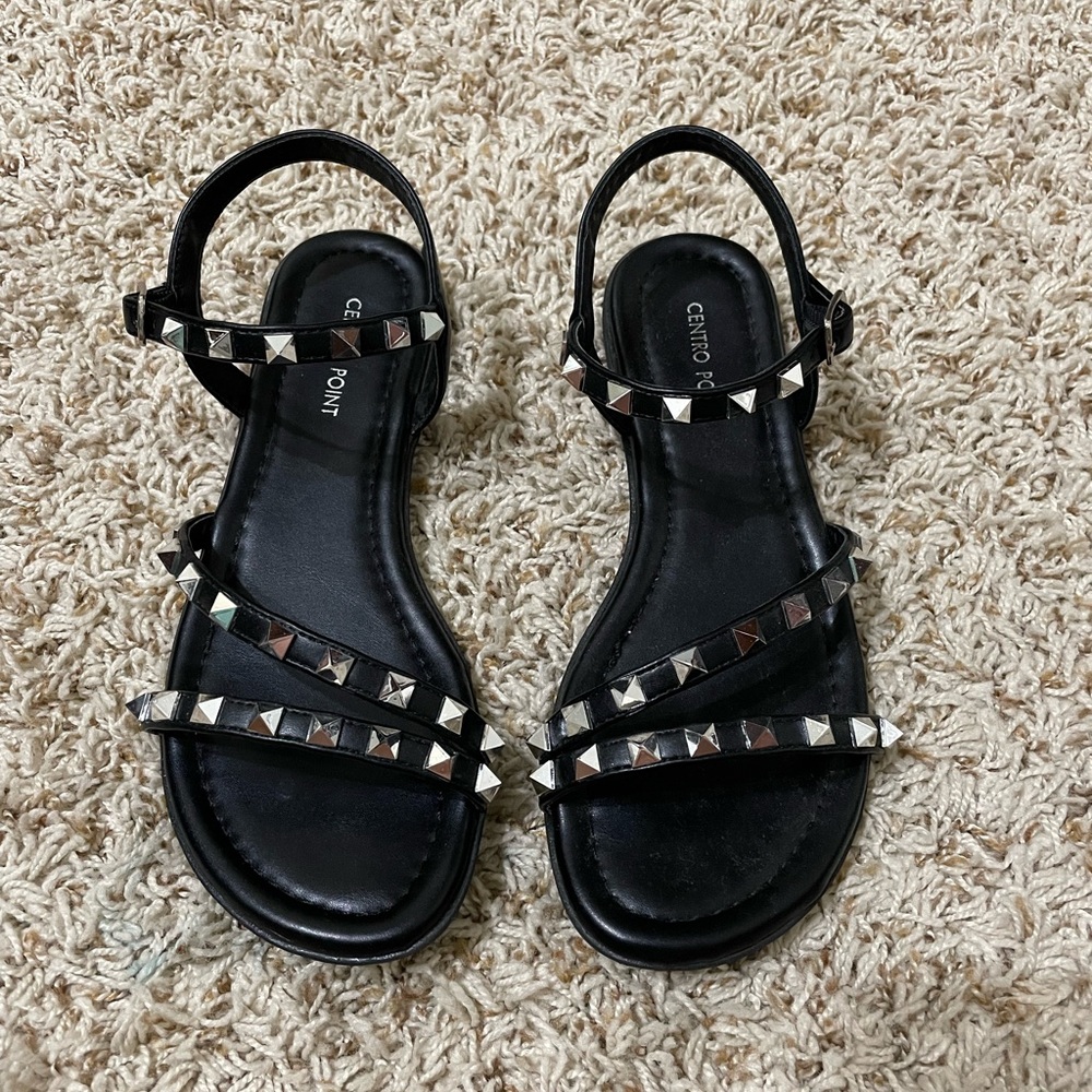 Womens black stud sandals. Size 6.5, like new condition